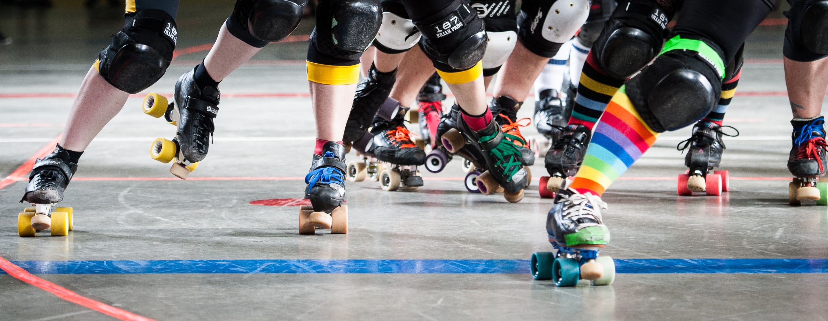 Roller derby players on the track